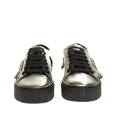 RRP €235 PINKO ENDINE Leather Sneakers EU 37 UK 4 US 7 Crumpled Metallic Ruffle gallery photo number 7