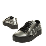 RRP €235 PINKO ENDINE Leather Sneakers EU 37 UK 4 US 7 Crumpled Metallic Ruffle gallery photo number 6