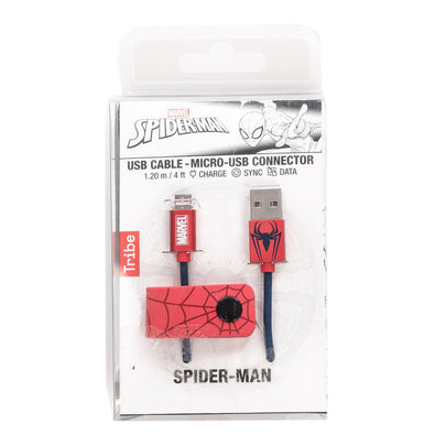 TRIBE x MARVEL USB Cable With Cable Holder Micro-USB Connector Spider Man Design