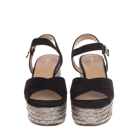 CAFENOIR Ankle Strap Sandals EU 39 UK 6 US 9 Lame & Suede Effect Criss Cross gallery photo number 2
