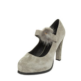 RRP €105 CAFENOIR Suede Leather Mary Jane Shoes EU 37 UK 4 US 7 Mink Fur Trim gallery photo number 1