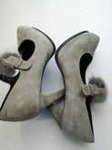 RRP €105 CAFENOIR Suede Leather Mary Jane Shoes EU 37 UK 4 US 7 Mink Fur Trim gallery photo number 11