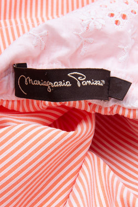 MARIAGRAZIA PANIZZI Mini Sundress Size 46 / L Striped Ruffle Lace Made in Italy gallery photo number 8