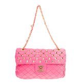 SWEET MATILDA Shoulder Bag Quilted Studded Woven Chain Strap Turnlock Flap gallery photo number 1