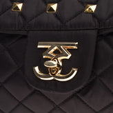 SWEET MATILDA Shoulder Bag Quilted Studded Woven Chain Strap Turnlock Flap gallery photo number 4