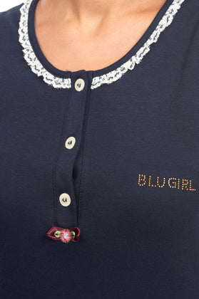 BLUGIRL BLUMARINE Nightdress Size 42 / S Stretch Lace Trim Rhinestoned Logo gallery photo number 6