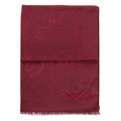 RRP €360 MISSONI Silk & Wool Long Shawl- Wrap Around Scarf Paisley Frayed Edges