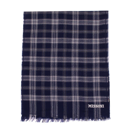 RRP€360 MISSONI Wool Long Shawl/Wrap Scarf Plaid Frayed Edges Made in Italy gallery photo number 1