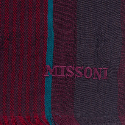 RRP €360 MISSONI Long Shawl Wrap Scarf Wool Blend Striped Herringbone Pattern gallery photo number 3