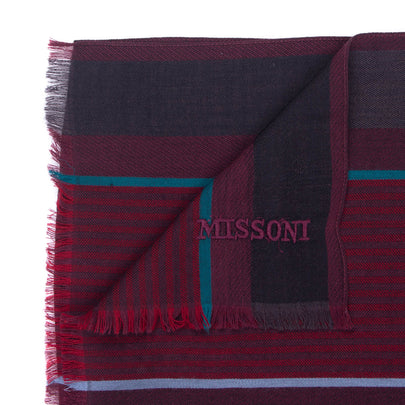 RRP €360 MISSONI Long Shawl Wrap Scarf Wool Blend Striped Herringbone Pattern