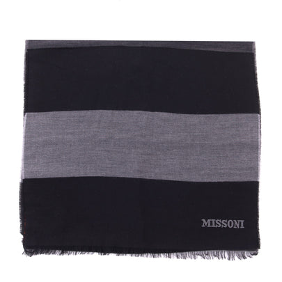 RRP€250 MISSONI Long Shawl / Wrap Scarf Wool Blend Striped Pattern Made in Italy