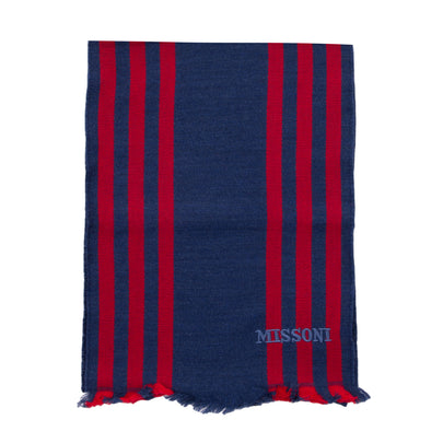 RRP€360 MISSONI Wool Long Stole Scarf Striped Pattern Frayed Edges Made in Italy