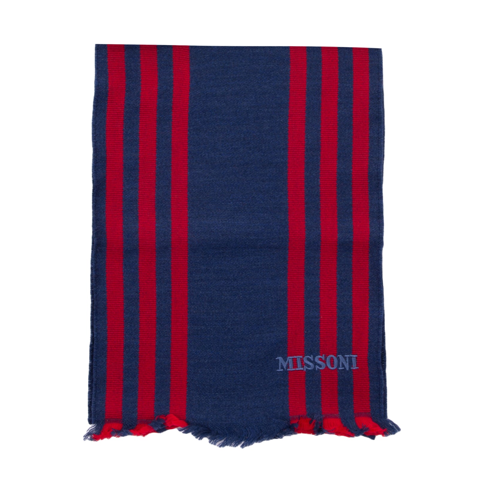 RRP€360 MISSONI Wool Long Stole Scarf Striped Pattern Frayed Edges Made in Italy gallery main photo