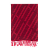 HACKETT Cashmere & Wool Stole Scarf Embroidered Logo H Patterned Fringe Edges gallery photo number 1