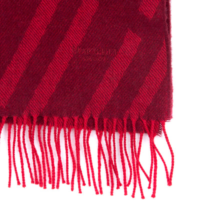 HACKETT Cashmere & Wool Stole Scarf Embroidered Logo H Patterned Fringe Edges gallery photo number 2