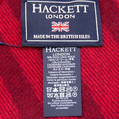 HACKETT Cashmere & Wool Stole Scarf Embroidered Logo H Patterned Fringe Edges gallery photo number 5