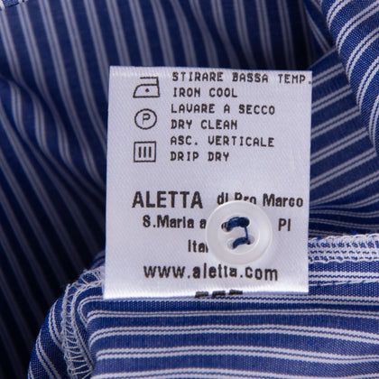 ALETTA Shirt Size 12M Striped Pattern Long Roll-Up Sleeve Made in Italy gallery photo number 7