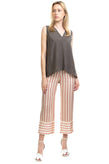RRP €175 TWINSET Satin Trousers Size 44 / M Striped Wide Leg Cropped gallery photo number 1