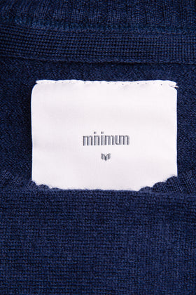 MINIMUM Wool Jumper Size M Dark Blue Thin Knit Long Crew Neck gallery photo number 6
