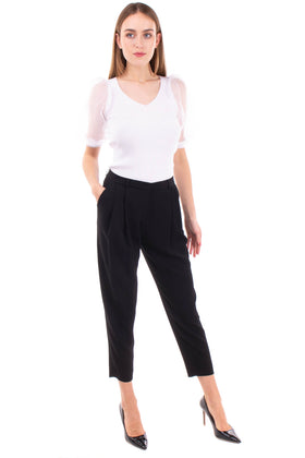 RRP €245 WTR Crepe Tailored Trousers Size 36 XS Stretch Pleated Zip Fly Cropped gallery photo number 1