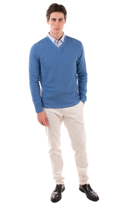 RRP €140 HERITAGE Thin Knit Jumper Size 50 / L Garment Dye V-Neck Made in Italy gallery photo number 4