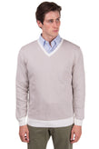 RRP €120 GIOFERRARI Jumper Size 56 / 3XL Thin Knit Contrast V Neck gallery photo number 2
