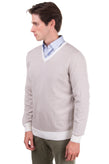 RRP €120 GIOFERRARI Jumper Size 56 / 3XL Thin Knit Contrast V Neck gallery photo number 3