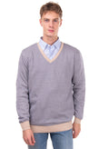 GIOFERRARI Jumper Size 52 / XL Thin Knit Patterned Long Sleeve V-Neck gallery photo number 2