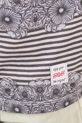 BOB T-Shirt Top Size L Look Floral & Striped Short Sleeve Crew Neck gallery photo number 5