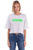 RRP €125 TOY G Cropped T-Shirt Top Size S Coated  'Saturday Toy G' Made in Italy gallery photo number 2