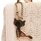 LOLLIPOPS Woven Satchel Bag Grainy Trim Cat Charm Top Handle Flip Lock Flap gallery photo number 4