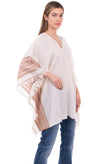 GEORGE J. LOVE Poncho One Size Linen Blend Frayed Edges Made in Italy gallery photo number 2