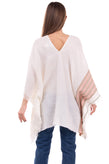 GEORGE J. LOVE Poncho One Size Linen Blend Frayed Edges Made in Italy gallery photo number 4
