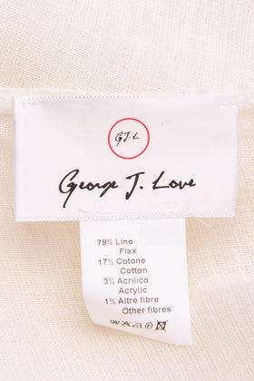 GEORGE J. LOVE Poncho One Size Linen Blend Frayed Edges Made in Italy gallery photo number 6