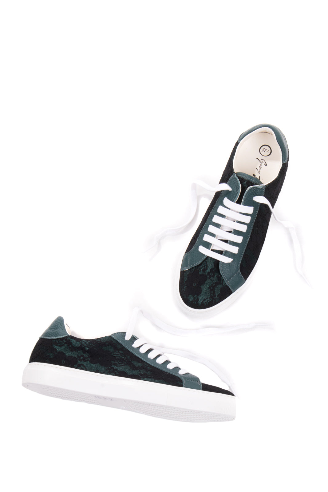 GEORGE J. LOVE Sneakers EU 39 UK 6 US 9 Contrast Leather Lace Trim Made in Italy gallery main photo
