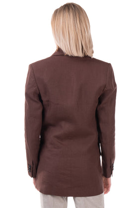 RRP €150 8 Linen Blazer Jacket Size 44 Brown Double Breasted Made in Italy gallery photo number 4