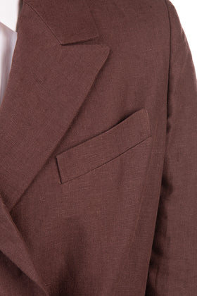 RRP €150 8 Linen Blazer Jacket Size 44 Brown Double Breasted Made in Italy gallery photo number 5