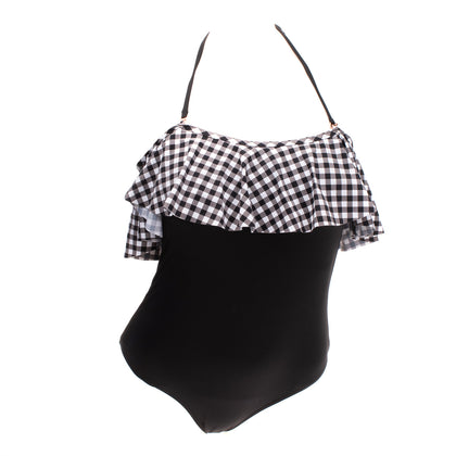 TART COLLECTIONS One Piece Swimsuit Size L Gingham Pattern Ruffle Overlay gallery photo number 1