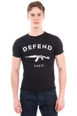 DEFEND T-Shirt Top Size XS Coated Logo Front Two Tone Short Sleeve Crew Neck gallery photo number 2