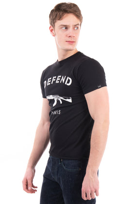 DEFEND T-Shirt Top Size XS Coated Logo Front Two Tone Short Sleeve Crew Neck gallery photo number 3