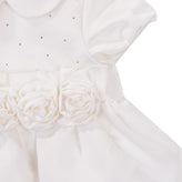 RRP €105 LE BEBE Satin A-Line Dress Size 6M Flower Details Pleated Rhinestones gallery photo number 3