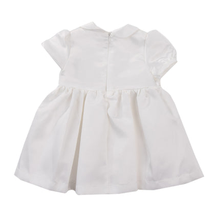 RRP €105 LE BEBE Satin A-Line Dress Size 6M Flower Details Pleated Rhinestones gallery photo number 2