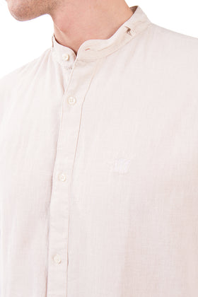 RRP €195 HENRY COTTON'S Shirt Size 40 / M Linen Blend Round Hem Grandad Collar gallery photo number 5