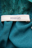 SESSUN Blouson Dress Size M Rhombus Textured Open Back Fully Lined Boat Neck gallery photo number 6