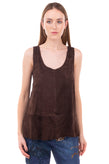 RRP €145 GEORGE J. LOVE Suede Leather Top Size S Brown Scoop Neck Made in Italy gallery photo number 3