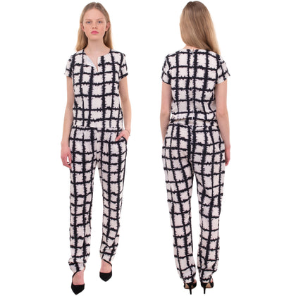 RRP €135 KISUA AFRICA By 8 Jumpsuit Size 42 / M Windowpane Zip Back Split Neck gallery photo number 1