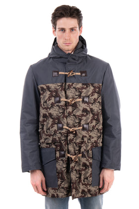 RRP €250 CAMOU By 8 Duffle Coat Size S Wool Blend Lined Camouflage Made in Italy gallery photo number 2