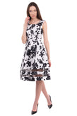 8 A-Line Dress Size 40 / S Floral Chiffon Insert Pleated Two Tone Square Neck gallery photo number 1