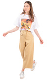 TOPSHOP Trousers Size UK 6 / XS Stretch Beige High Cropped Flare Leg gallery photo number 3