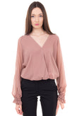 RRP €105 MANGANO Crepe Sheer Top Blouse Size 40 / S Wrap Effect Made in Italy gallery photo number 2